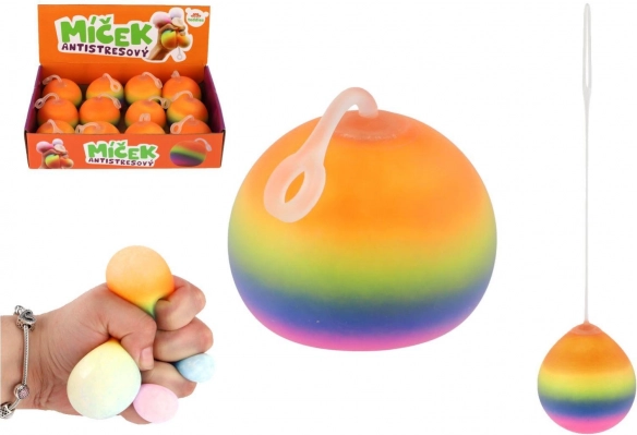 Anti-stress knijpballetje regenboog 6 cm