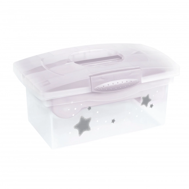 Travel Box with Compartment for Toys, Medicine, Cosmetics 'Stars', White