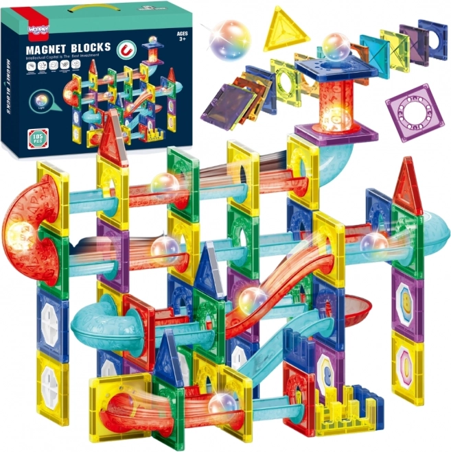 Woopie Magnetic Building Set 3D – Educational Marble Run, 105 Pieces