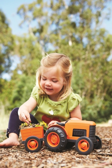 Green Toys Tractor with Trailer Orange