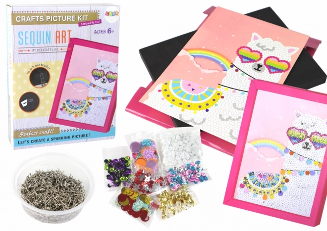 DIY Sequin Pin Frame Kit - Colorful Lama Design