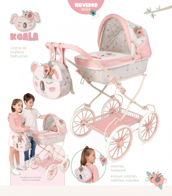 DeCuevas Foldable Doll Pram with Backpack Koala 2024 - 81 cm