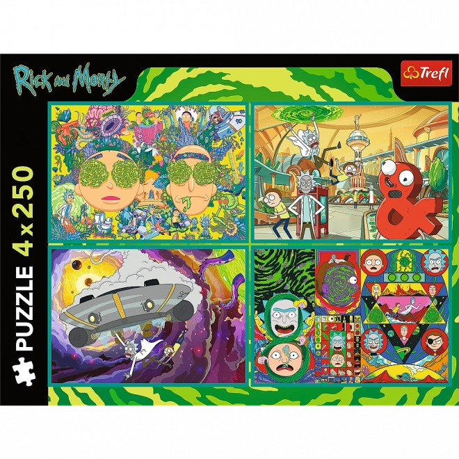 Puzzle 4x250 Rick és Morty játékos világa a Treffeltől