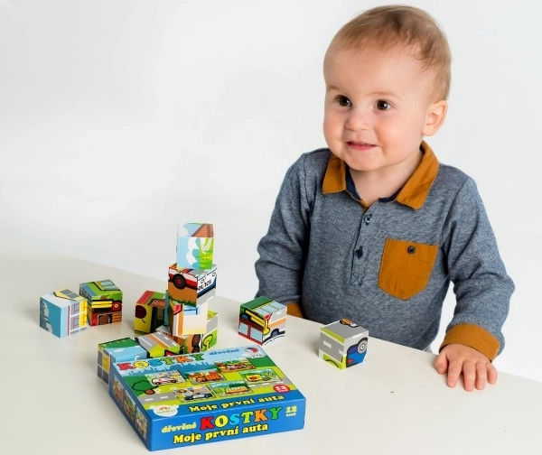 Wooden Cube Blocks My First Cars