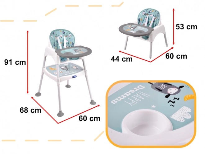 3-in-1 Green High Chair