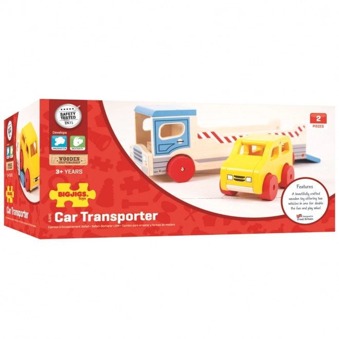 Bigjigs Toys Wooden Tow Truck with Car