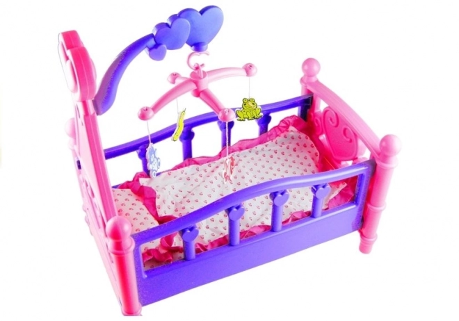 Large Doll Crib with Mobile and Bedding