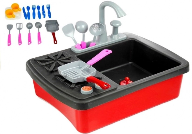 Toy Kitchen Set with Sink and Accessories