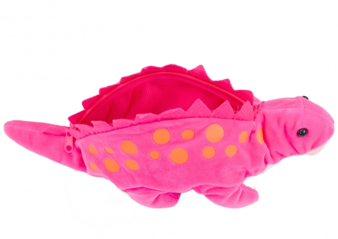 Plush Dinosaur Pencil Case and Hanging Pouch - Pink