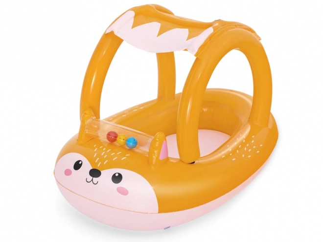 Inflatable Fox Boat for Kids 3+ with Canopy and Sensory Rattle