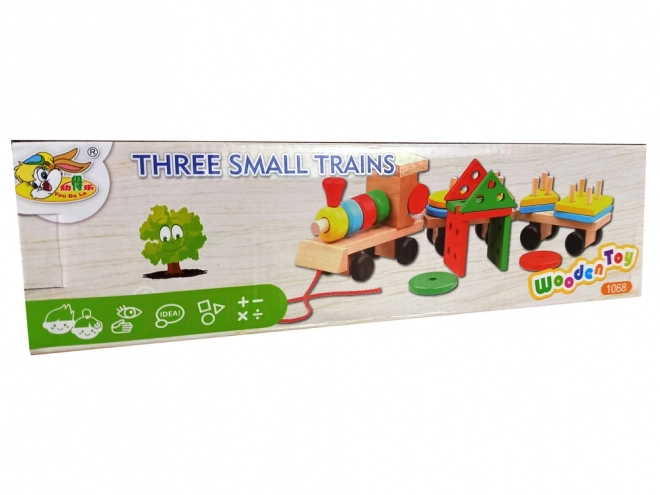 Wooden Train Locomotive 2 Detachable Wagons