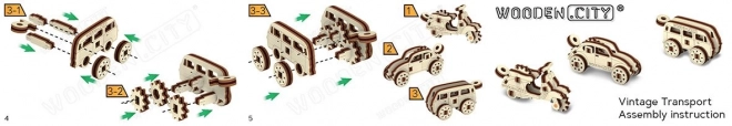 Wooden 3D Puzzle Vintage Cars and Motorbike