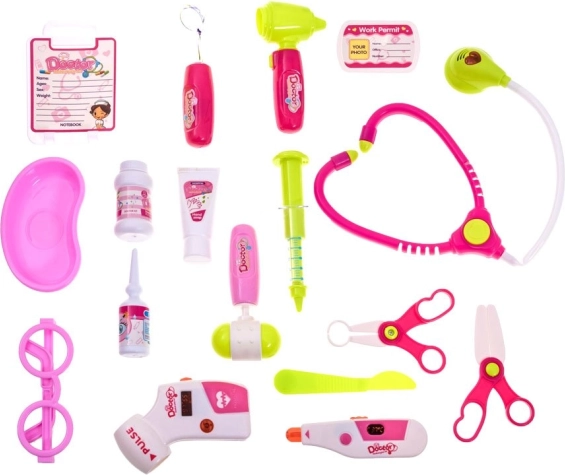 Uitgebreide set instrumenten voor de rol van kleine dokter
