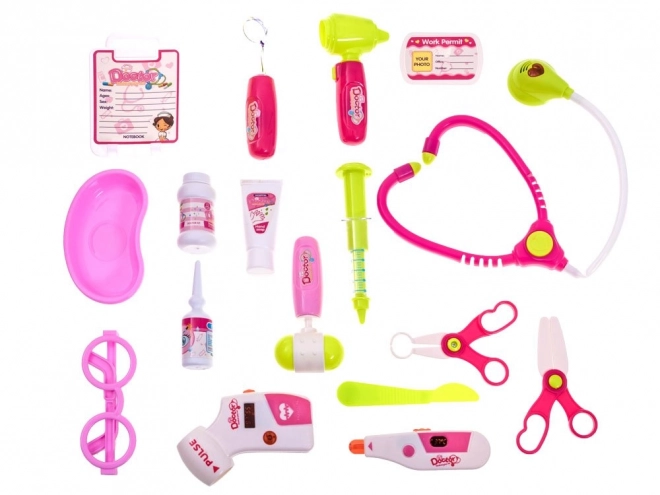 Doctor's Toy Set with Medical Trolley for Children – pink