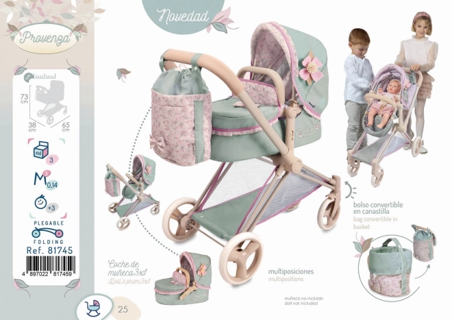 Folding Doll Stroller 3-in-1 With Bag Provence