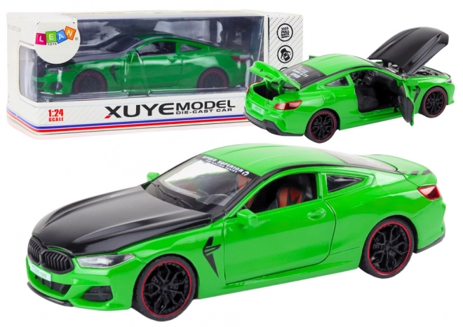 Green Metal Sports Car with Friction Drive and Opening Parts