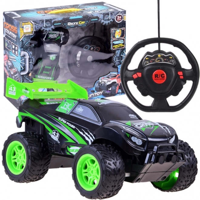 Remote Control Cross Country Racing Car with Steering Wheel Controller – green