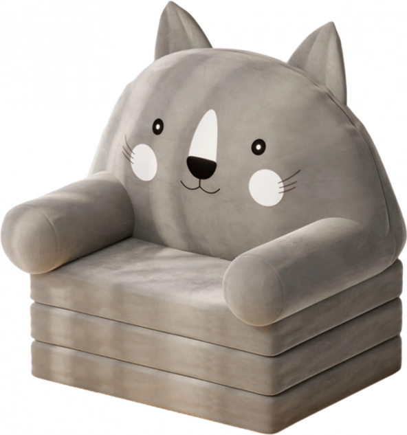 Foldable Children's Chair Cat Grey 3-Level