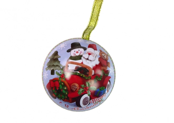 Christmas Ornament Santa with Snowman Green