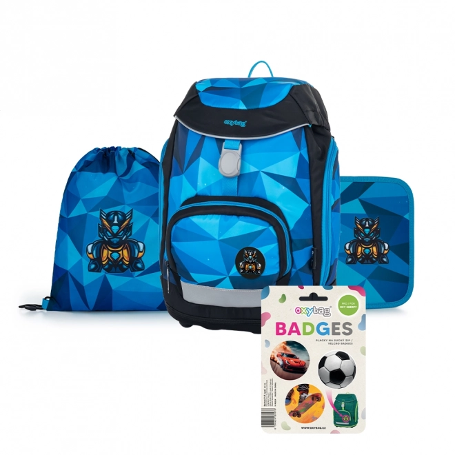 Oxy Sherpy Set with Backpack, Pencil Case, Shoe Bag, and Interchangeable Badges