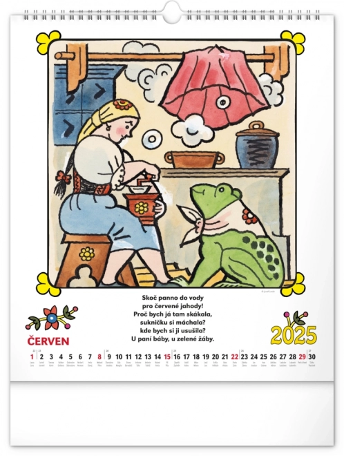 Children's Wall Calendar with Josef Lada Illustrations 2025