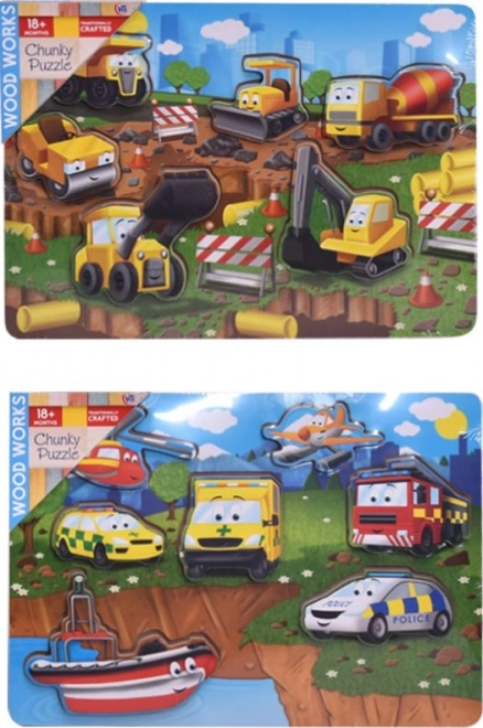 Wooden Puzzle Transportation Set for Kids