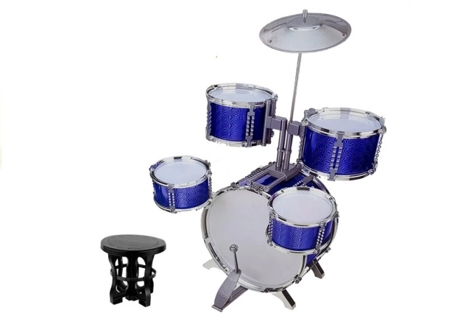 Large Blue Children's Drum Set with Chair