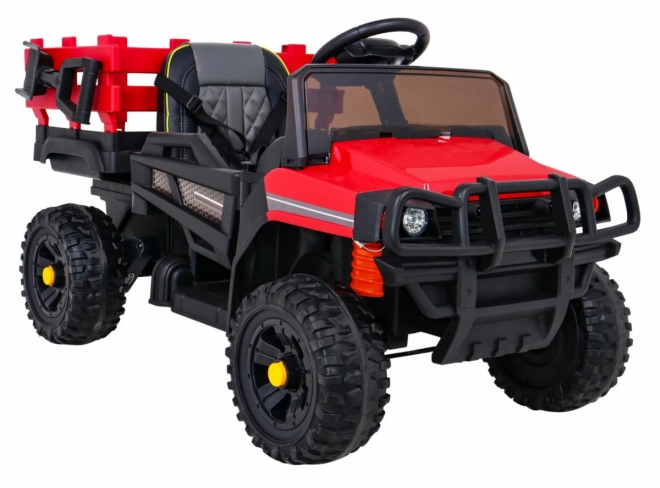 Children's Farm Pickup Red + Remote Control + Luggage Wagon + Shovel + EVA + MP3 LED