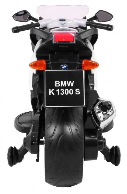 BMW K1300S Children's Battery Motorcycle White + Training Wheels + Sounds, Lights + Slow Start