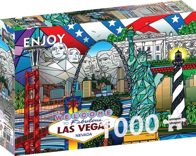 Enjoy puzzle collage of American landmarks 1000 pieces