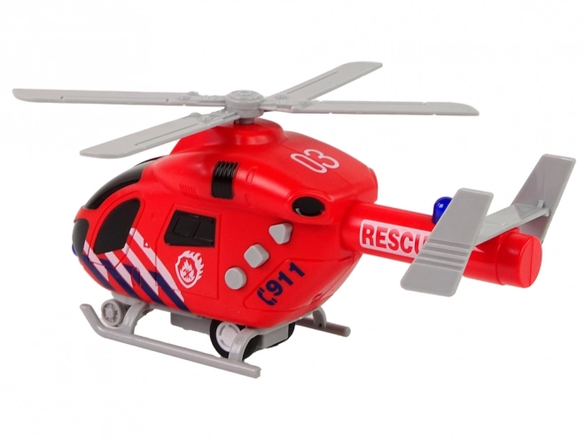 Rescue Helicopter Fire Department Red with Sound and Lights