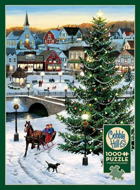 Puzzel Kerstboom op het Dorp 1000 Stukken