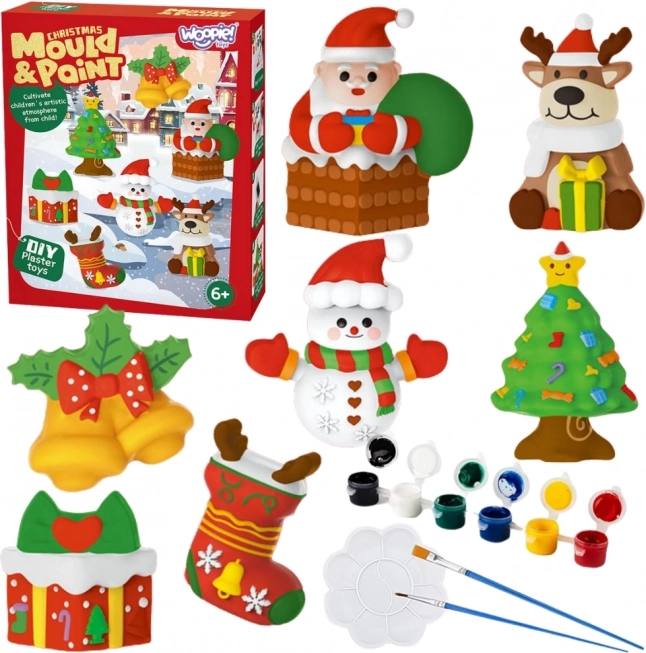 Woopie creatieve set gipsafgietsels en verf – kerst DIY figuurtjes om te schilderen
