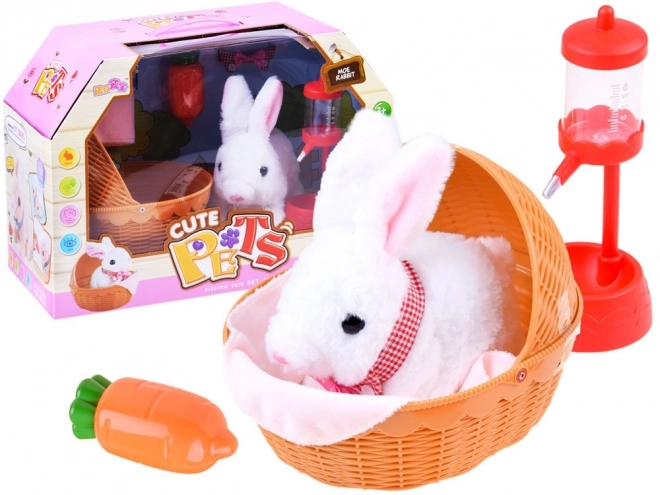 Interactive Plush Bunny with Basket and Accessories – pink