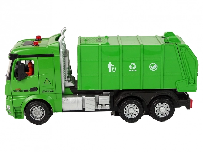 Remote Controlled Green Garbage Truck with Lights and Sound