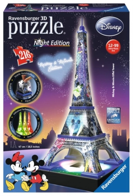 3D Puzzle Night Buildings Eiffel Tower Disney