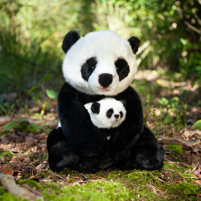Panda plüssfigura kicsinyével 27 cm ECO-FRIENDLY