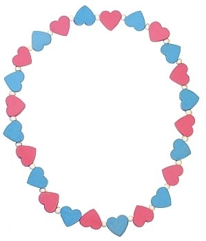 Children's Necklace with Pink and Blue Hearts