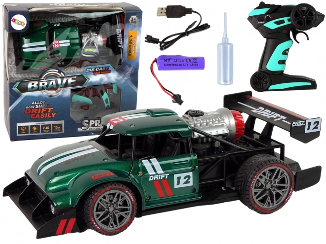 Remote Controlled Green Sport Car with Steam Effect