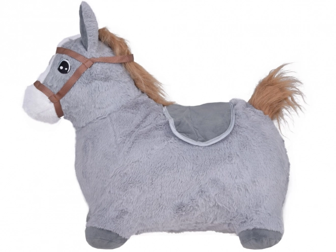 Inflatable Plush Riding Horse for Kids – Grey