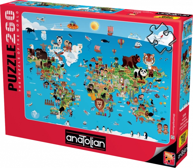 Anatolian Cartoon World Map Puzzle