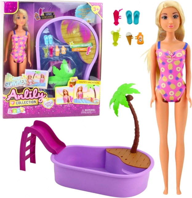 Bambola ANLILY in spiaggia con piscina e accessori