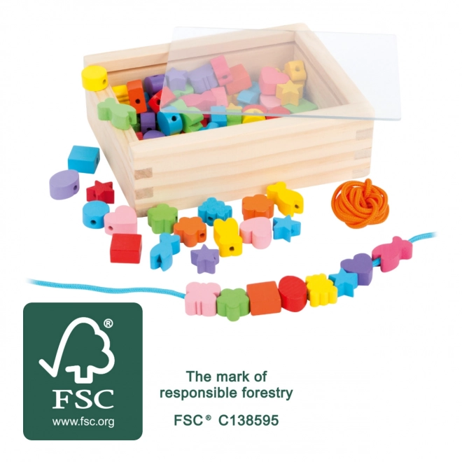 Small Foot Wooden Bead Stringing Shapes in Box