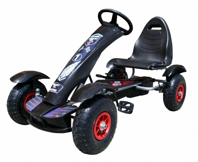 Racing Pedal Go-Kart XL for Children 3+ Black + Inflatable Wheels + Adjustable Seat + Freewheel