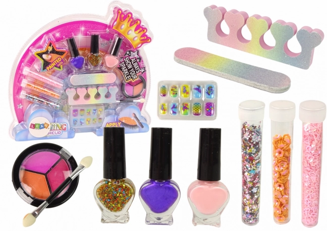 Rainbow Nail Art and Makeup Set