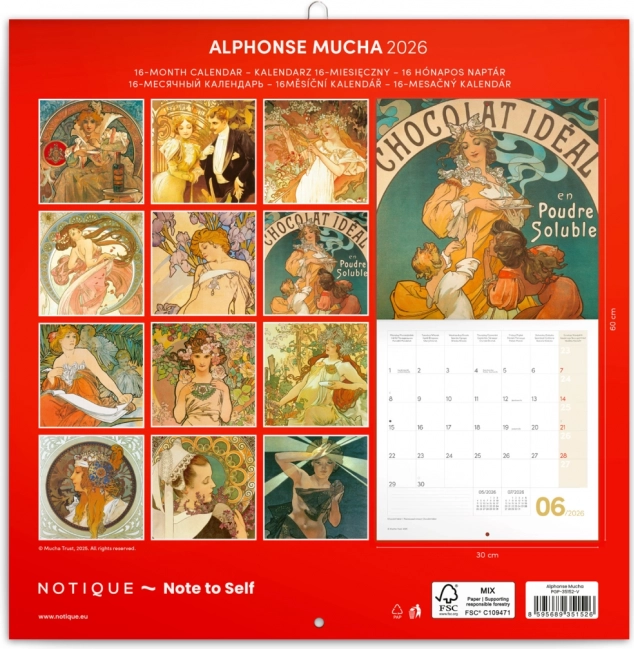 Alfons Mucha jegyzetnaptár 2026