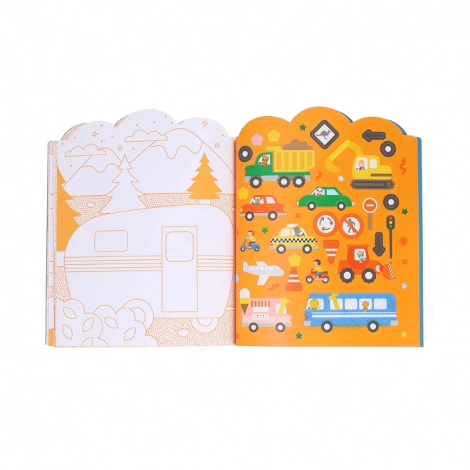 Petit collage vehicle sticker coloring book