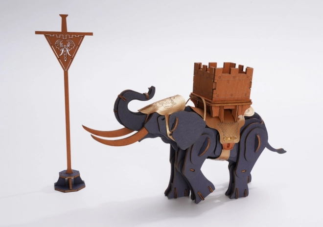 Wooden 3D Puzzle Battle Elephant