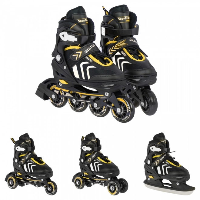 4-in-1 Skates Inline and Ice Skates for Kids Size 34-38 Yellow