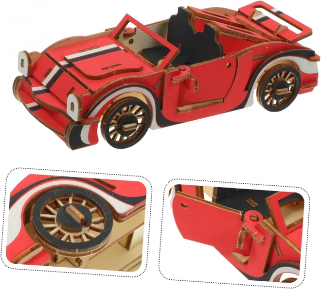 Woodcraft Wooden 3D Puzzle Red Convertible